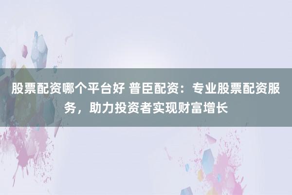 股票配资哪个平台好 普臣配资：专业股票配资服务，助力投资者实现财富增长